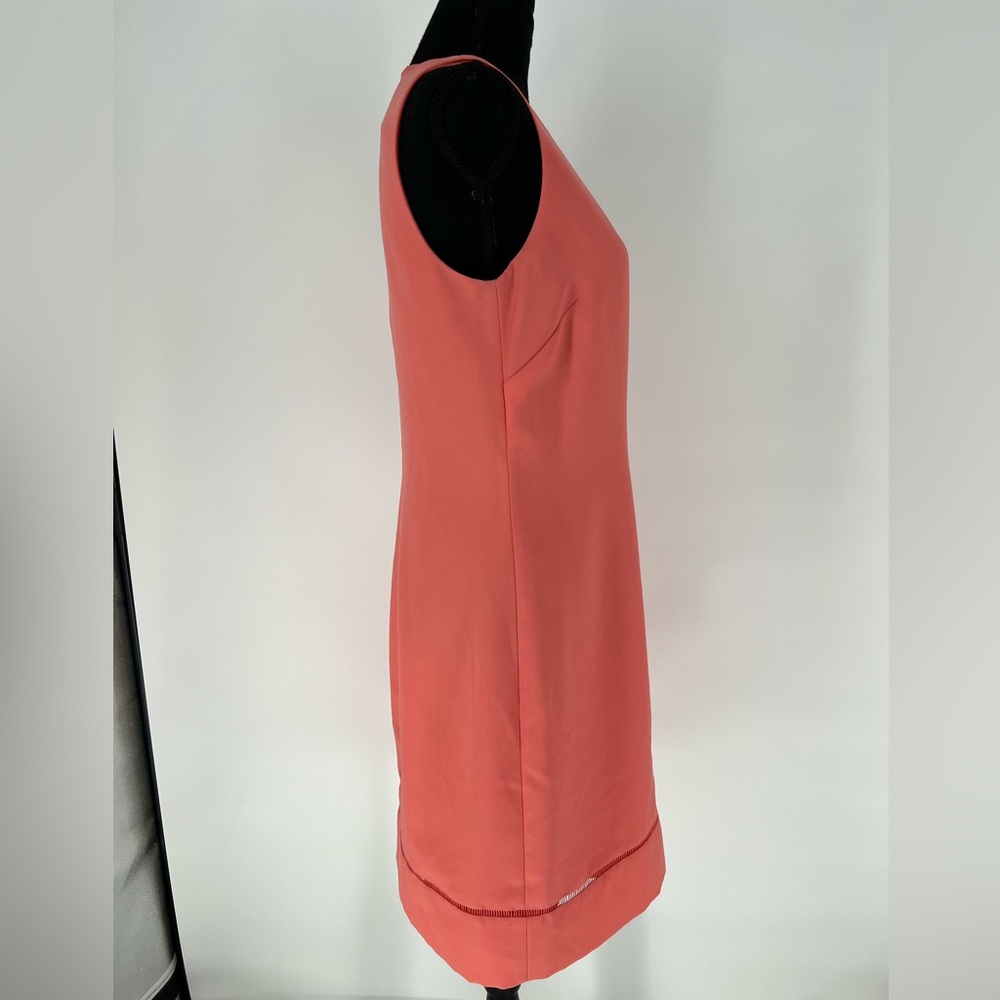 BANANA REPUBLIC CORAL SHEATH DRESS NWOT V NECK, SIDE ZIPPER, FULLY LINED - Picture 2 of 9